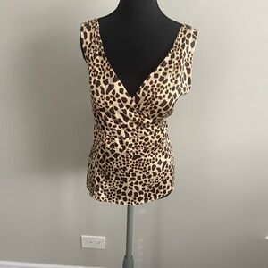Leopard Print Sleeveless Silk Top